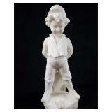 Carved Italian White Marble of Boy and Frog Sculpt