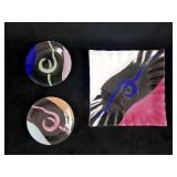 Signed Sydenstricker Set of 3 Fused Art Glass Plat