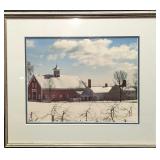 Framed Snow Covered Winter Barn Photo