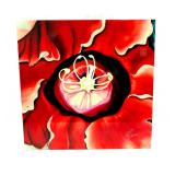 Signed Acrylic & Stone On Wood Lacquer Flower Wall