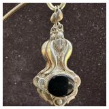 925 Sterling Black Onyx Oval Dangle Earrings L23