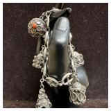 800 Silver Charm Bracelet with Ornate Charms and G