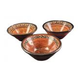 Three Willy Villafuerte Pottery Bowls Costa Rica