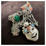 Vintage 800 Silver Charm Colored Stones Bracelet M