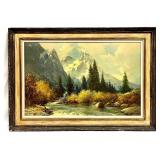 Framed Robert Wood Landscape Print On Board