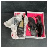 Womenï¿½s Shoe Lot 2 Pairs Lacey Black Lace Flats an