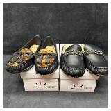 Isaac Mizrahi Womenï¿½s Loafer Lot Two Pairs Black L