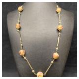 Venetian Murano Art Glass Lamp Work Cream Copper F