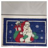 Vintage Christmas Santa Blue Holiday Flag