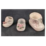 3 Ceramic Baby Shoes Flower Pots
