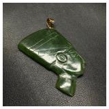 14k Gold Jade Nefertiti Pendant