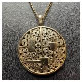 Sarah Coventry Geometric Pendant Gold Tone Art Dec