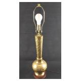 Middle Eastern Ornate Leaf Carved Brass Table Lamp