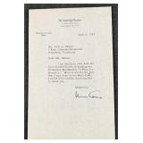 Signed Norman Cousins Saturday Review Letter