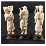 White Resin 3 Figurines Xiangzi Nezha Zhong Kui