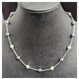 Nolan Miller Silvertone Gray Faux Pearl Rhinestone