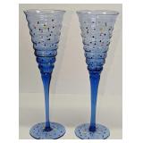 2 Colorful Confetti Champagne Flute Glasses