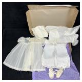 Vintage Baby Christening Outfit Set Dress Bonnet S