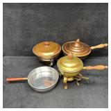 Vintage Brass Copper and Aluminum Chafing Dishes w