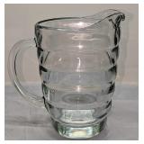 Vintage Deco Ringed Glass Pitcher