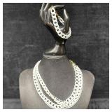 Melania Clara White Chain Assorted Necklace Bracel