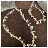 Carolee Silver Plated Floral Faux Pearl Design Nec