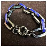 Marc Jacobs Blue Enamel and Crystal Link Bracelet