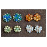 Vintage Beaded Japanese Hong Kong Clip On Earrings