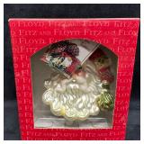 Fitz and Floyd Santa Head Glass Ornament
