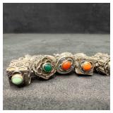 S & F Multicolor Gems Sterling Five Ornate Cha