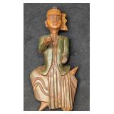 Vintage Wood Thai Or Burmese Cymbal Player Wall Ar
