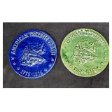 2 Vintage Freedom Train Ceramic Wall Plates