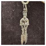 Sterling Silver Kokopelli Dangle Earrings Feather