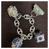 Blue and Green Faux Glass Stone Charm 800 Silver E