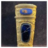 French Gilded Necessaire Etui Set Ornate Gilt Bras