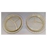 2 Yellow Depression Glass Divided Plates C