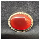 Reddish Orange Carnelian Gemstone Sterling Silver