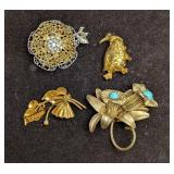 Vintage Napier J.J. German Floral And Penguin Broo