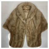 Vintage Mink Fur Stole Short Cape with Silk Lining