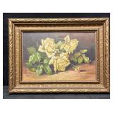 Framed Antique Oil Painting Still Life By P. Whitf