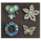 Vintage Unsigned And Hedy Gold Silver Tone Rhinest