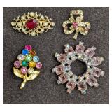 Vintage Coro And Unsigned Rhinestone AB Crystals B