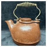 Cast Iron Teapot Brown Finish with Wire Handle