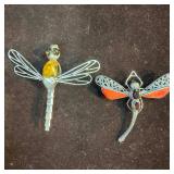 Dragonfly Garnet Yellow Stone Red Enamel Inlay Acc
