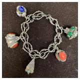 Multi-Stone 800 Silver Lapis Carnelian Dangle Char