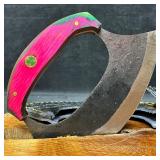 MHS Cutlery Steel Crescent Axe Ulu Knife Curved Bl