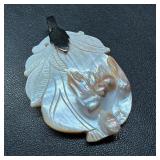 Hand-Carved Blister Pearl Pendant - Leaves