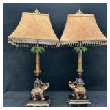 Monkey Riding Elephant Palm Tree Bamboo Candlestic