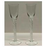 Two Vintage Twist Cordial Glasses