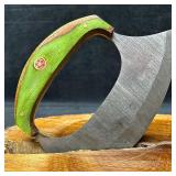 MHS Cutlery Steel Crescent Axe Ulu Knife Curved Bl
